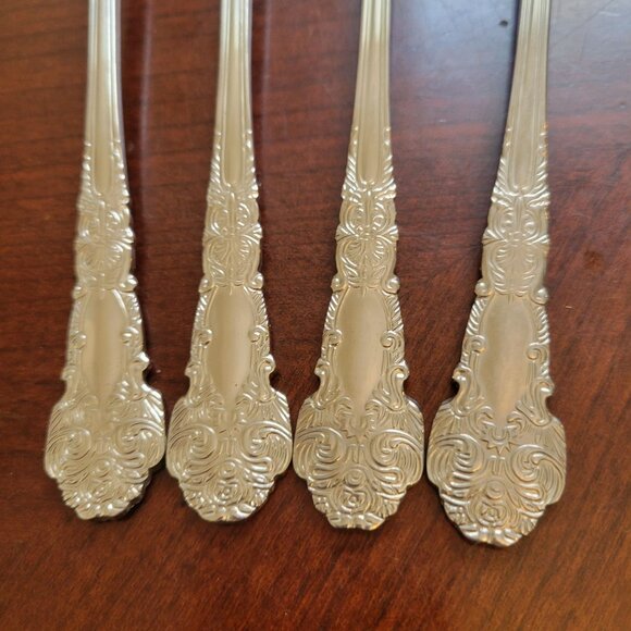 Set Of 4 Reed & Barton Iced Tea Spoons Renessaince pattern - Picture 2 of 4